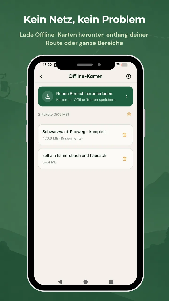 Offline-Karten herunterladen, entlang deiner Route oder ganze Bereiche – BikeTouri