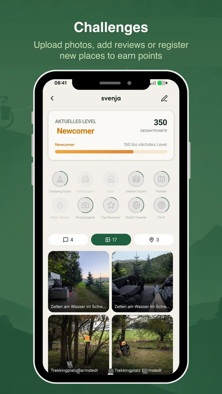 Earn points by uploading photos, reviews and new places – BikeTouri